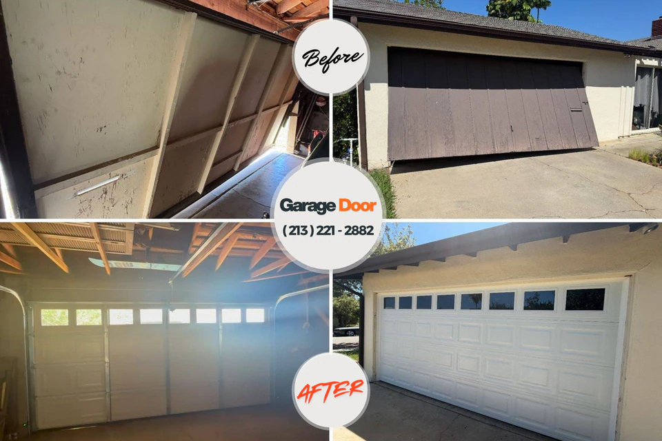 Before and after: garage door repair Island Walk, FL